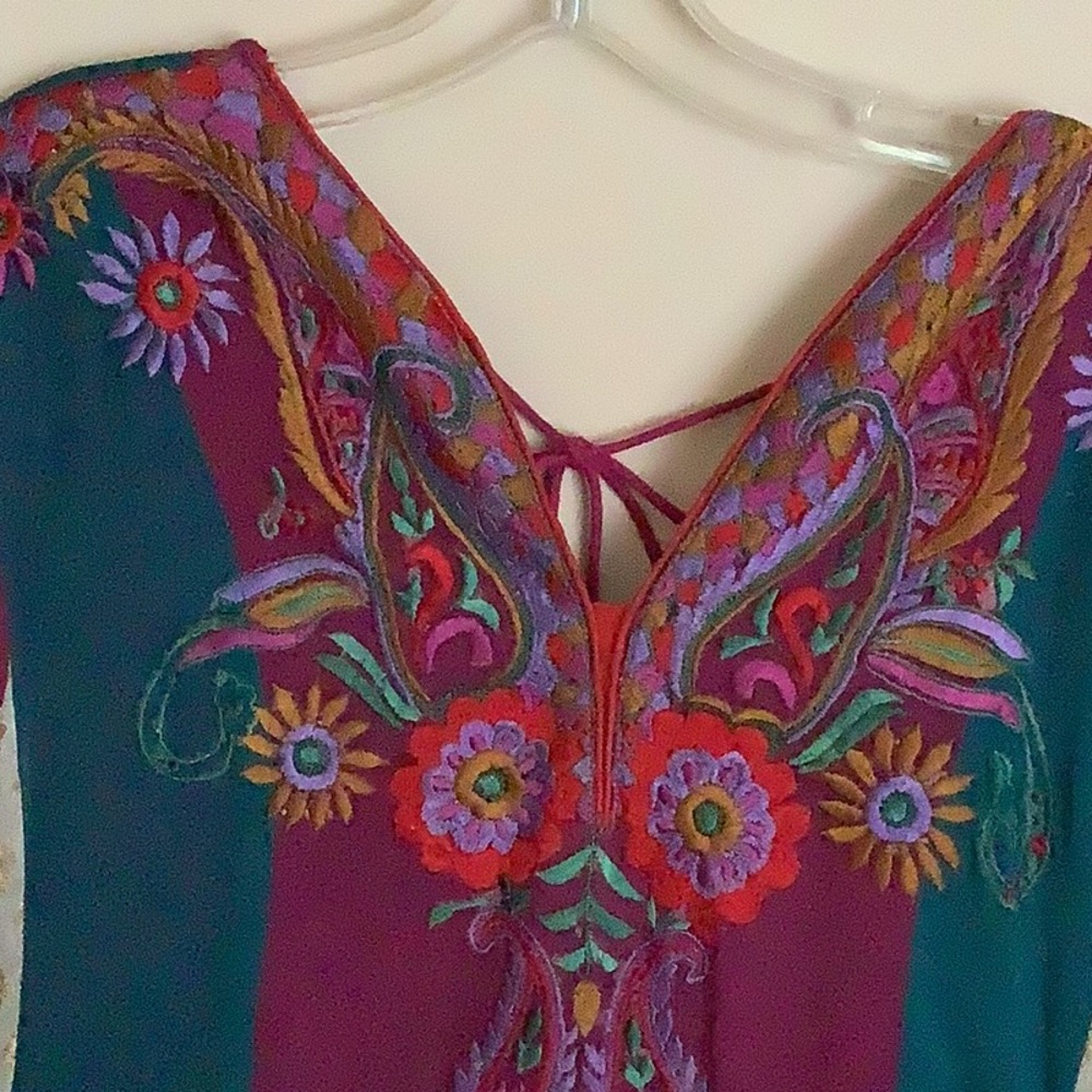 Embroidered Floral V-Neck Top - Multicolor Anarkali full set .